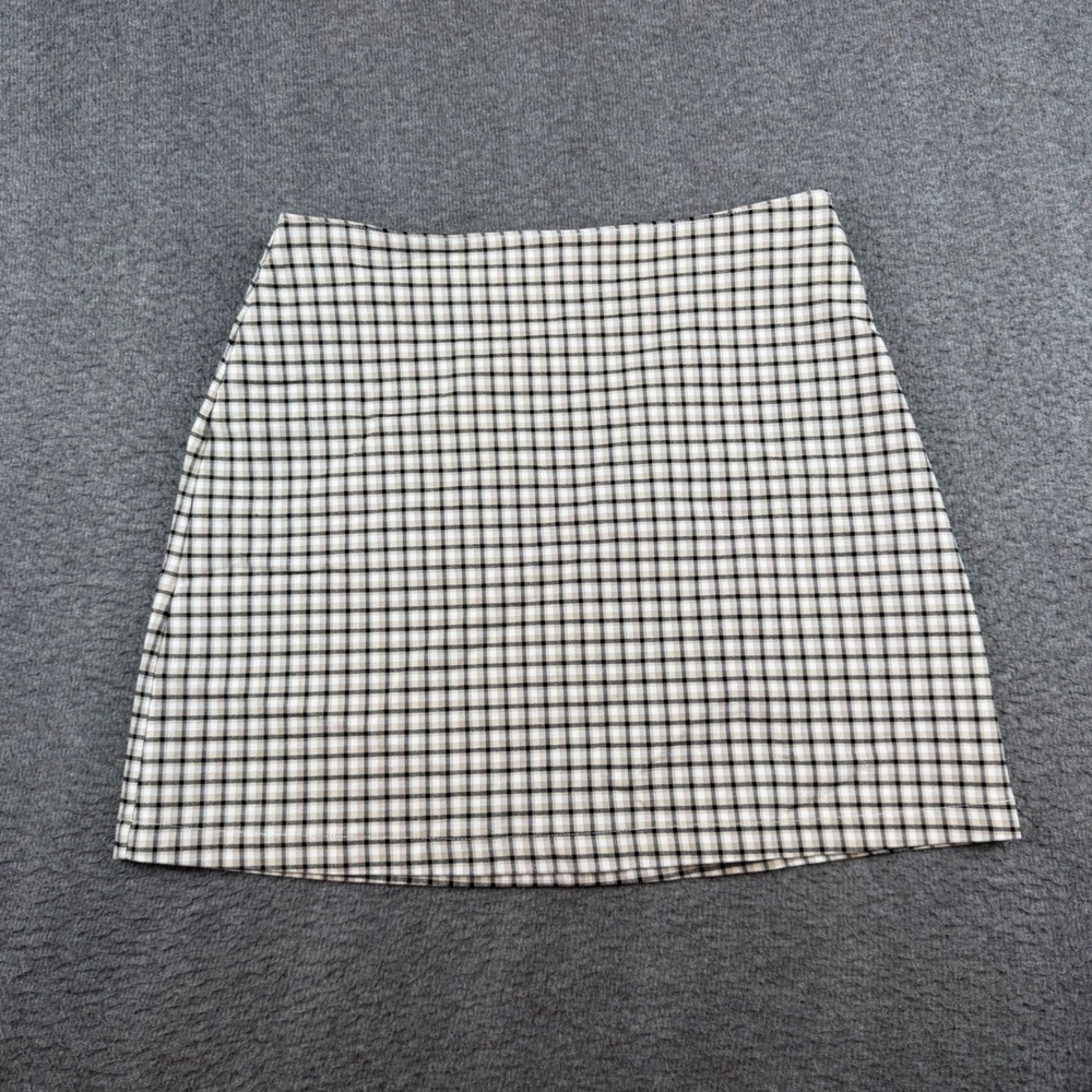 Hollister Plaid Mini Skirt Women's M Tan Black Ultra High-Rise Check A-Line